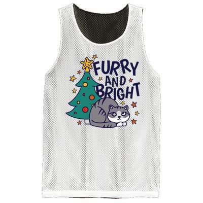 Furry And Bright Funny Cute Christmas Cat Mesh Reversible Basketball Jersey Tank