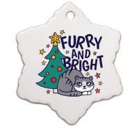 Furry And Bright Funny Cute Christmas Cat Ceramic Star Ornament