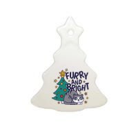 Furry And Bright Funny Cute Christmas Cat Ceramic Tree Ornament