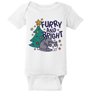 Furry And Bright Funny Cute Christmas Cat Baby Bodysuit