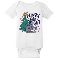 Furry And Bright Funny Cute Christmas Cat Baby Bodysuit