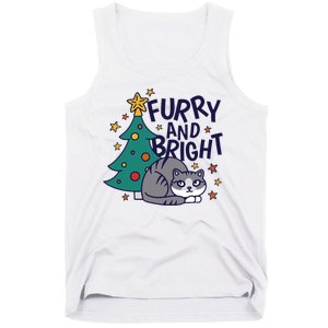 Furry And Bright Funny Cute Christmas Cat Tank Top