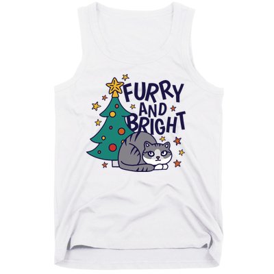 Furry And Bright Funny Cute Christmas Cat Tank Top