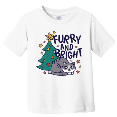 Furry And Bright Funny Cute Christmas Cat Toddler T-Shirt