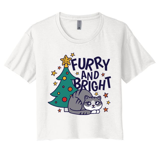 Furry And Bright Funny Cute Christmas Cat Crop Top