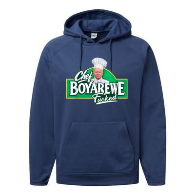 Funny Anti Biden Shirt Chef Boyarewe Fucked Gift Chef BOYAREWE Fucked Performance Fleece Hoodie