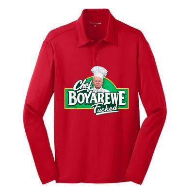 Funny Anti Biden Shirt Chef Boyarewe Fucked Gift Chef BOYAREWE Fucked Silk Touch Performance Long Sleeve Polo