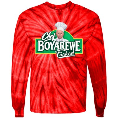 Funny Anti Biden Shirt Chef Boyarewe Fucked Gift Chef BOYAREWE Fucked Tie-Dye Long Sleeve Shirt