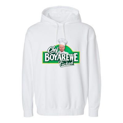 Funny Anti Biden Shirt Chef Boyarewe Fucked Gift Chef BOYAREWE Fucked Garment-Dyed Fleece Hoodie