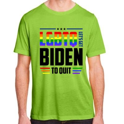 Funny Anti Biden LGBTQ Lets Get Biden To Quit Adult ChromaSoft Performance T-Shirt