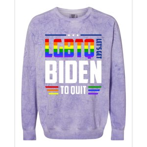 Funny Anti Biden LGBTQ Lets Get Biden To Quit Colorblast Crewneck Sweatshirt