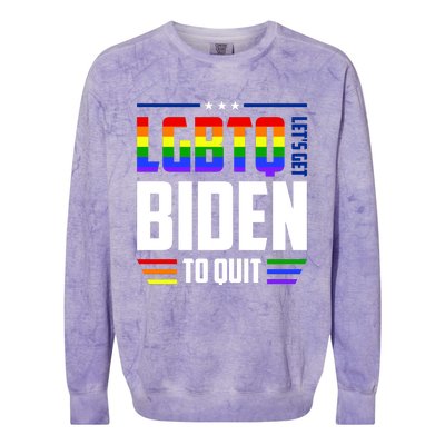 Funny Anti Biden LGBTQ Lets Get Biden To Quit Colorblast Crewneck Sweatshirt