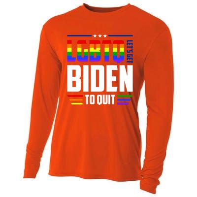 Funny Anti Biden LGBTQ Lets Get Biden To Quit Cooling Performance Long Sleeve Crew