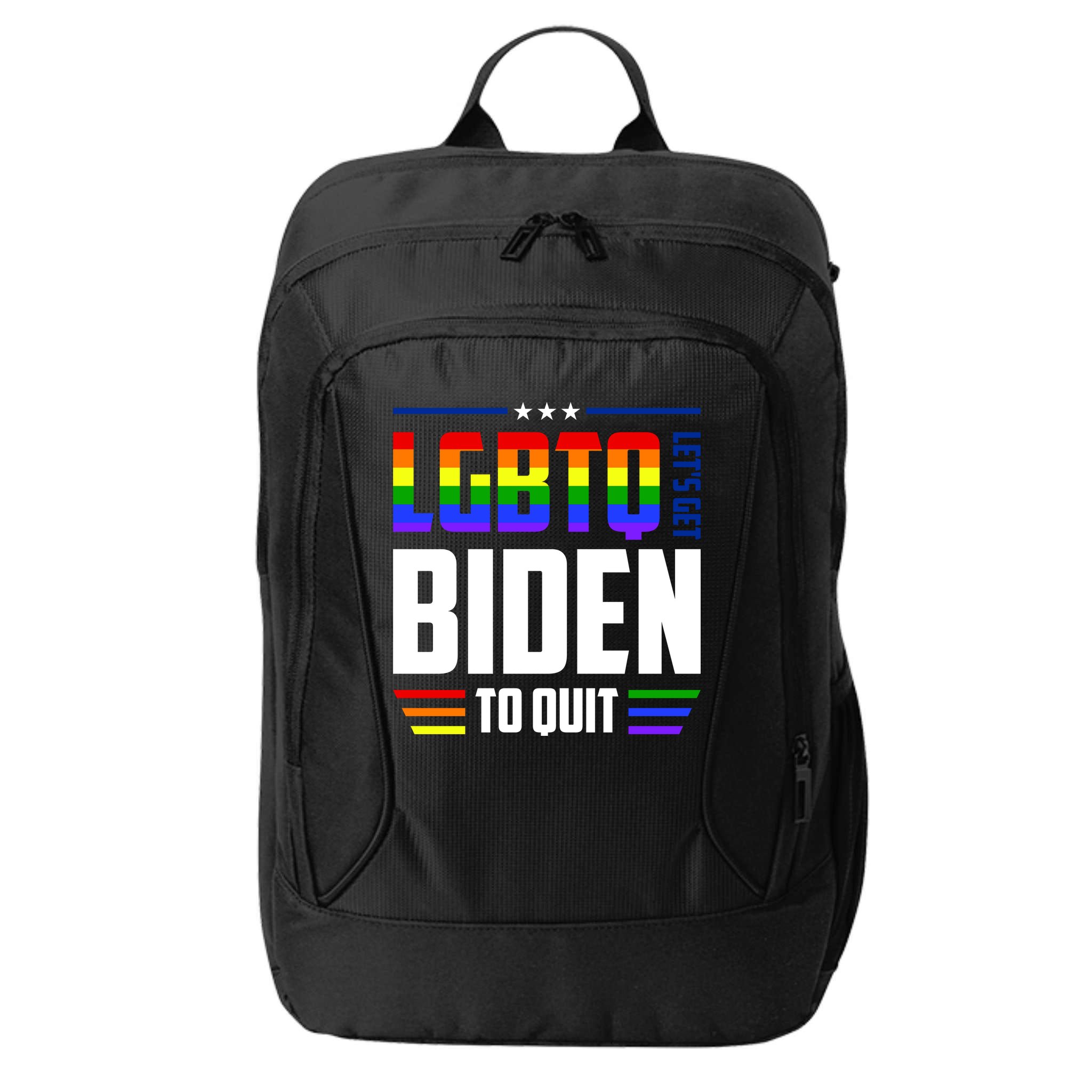 Funny Anti Biden LGBTQ Lets Get Biden To Quit City Backpack