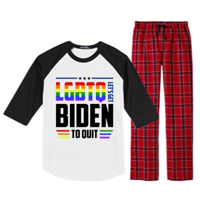 Funny Anti Biden LGBTQ Lets Get Biden To Quit Raglan Sleeve Pajama Set