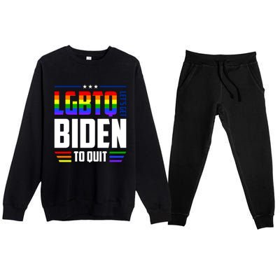 Funny Anti Biden LGBTQ Lets Get Biden To Quit Premium Crewneck Sweatsuit Set