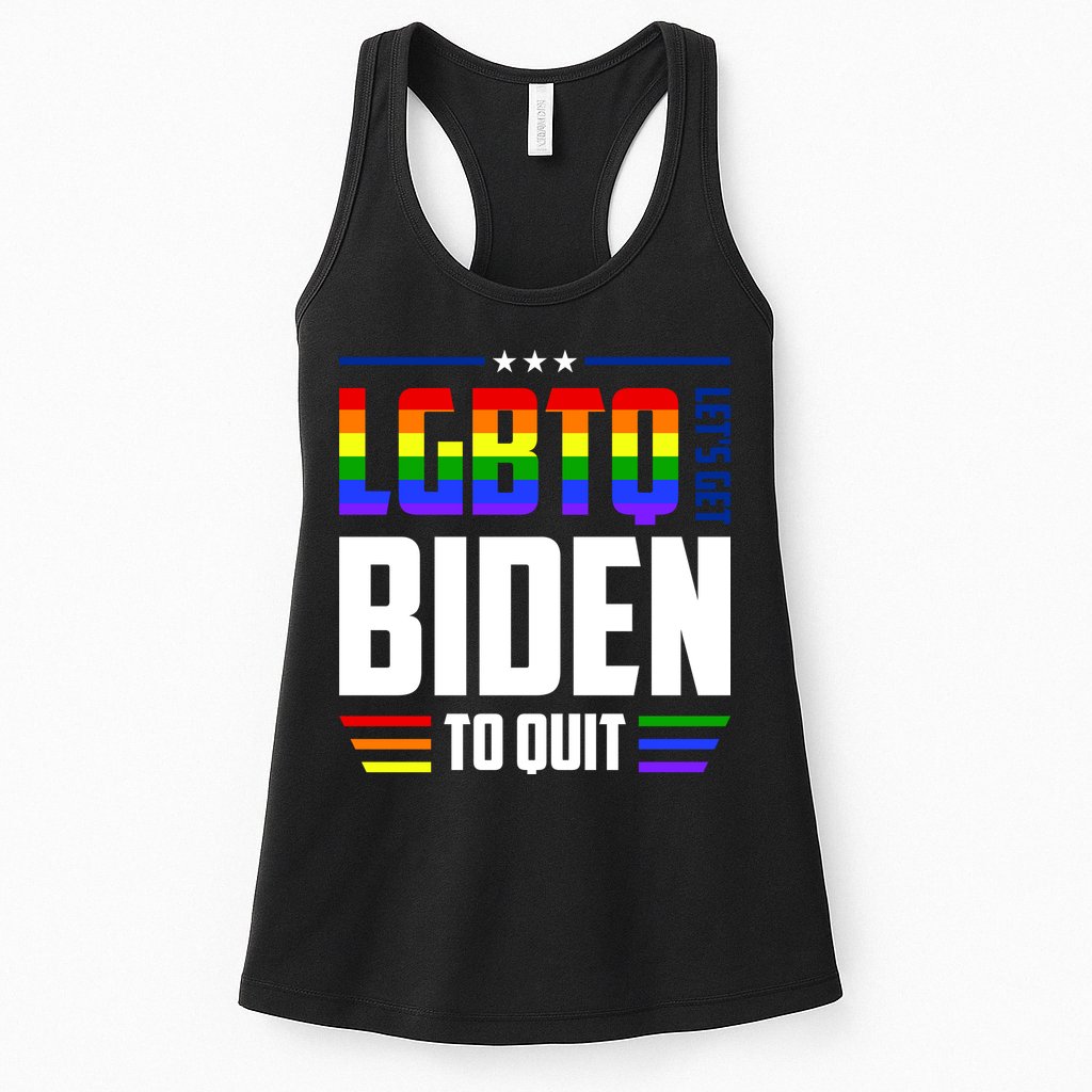 Funny Anti Biden LGBTQ Lets Get Biden To Quit Womens Tank Top
