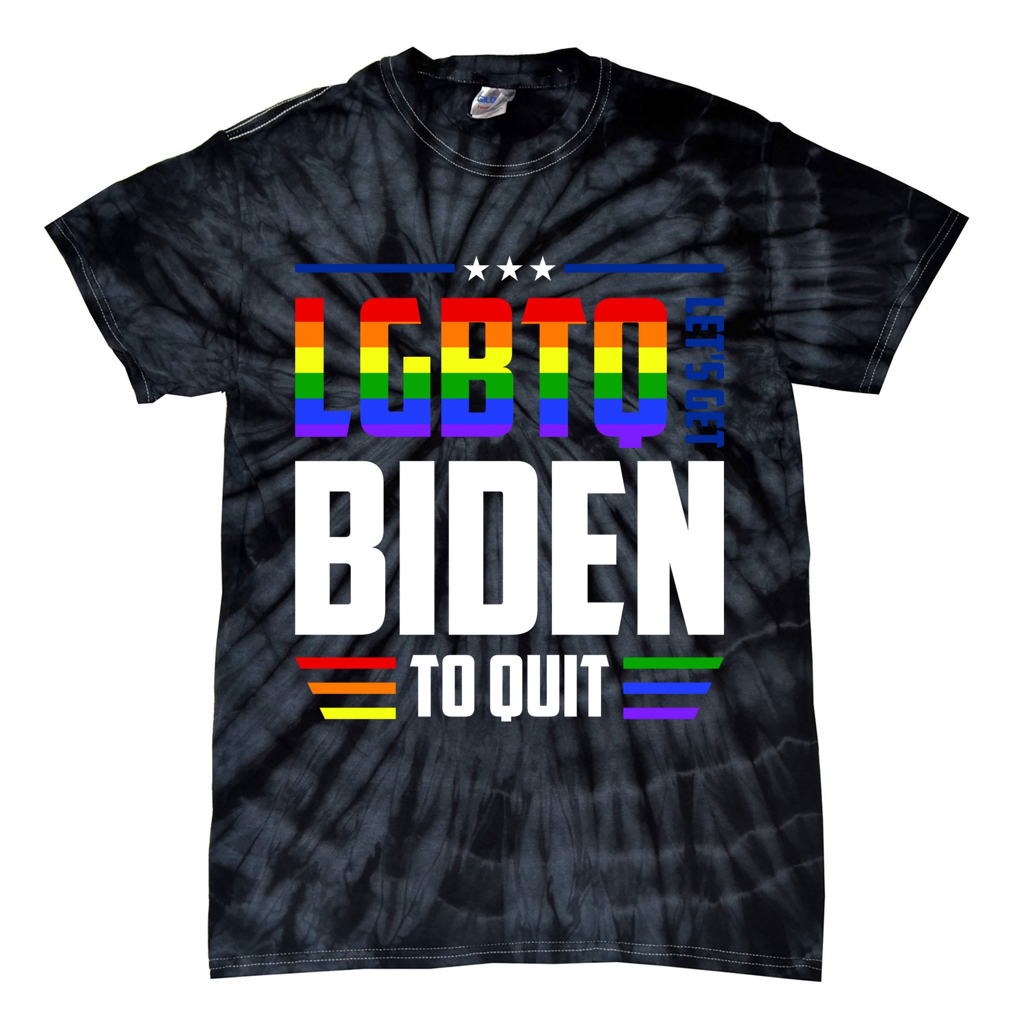 Funny Anti Biden LGBTQ Lets Get Biden To Quit Tie-Dye T-Shirt