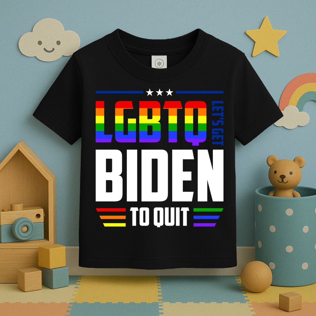 Funny Anti Biden LGBTQ Lets Get Biden To Quit Toddler T-Shirt