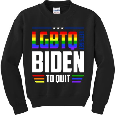 Funny Anti Biden LGBTQ Lets Get Biden To Quit Kids Sweatshirt