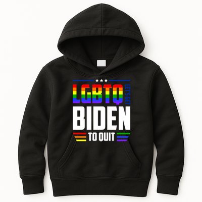 Funny Anti Biden LGBTQ Lets Get Biden To Quit Kids Hoodie