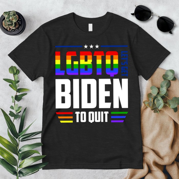 Funny Anti Biden LGBTQ Lets Get Biden To Quit Premium T-Shirt