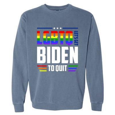 Funny Anti Biden LGBTQ Lets Get Biden To Quit Garment-Dyed Sweatshirt