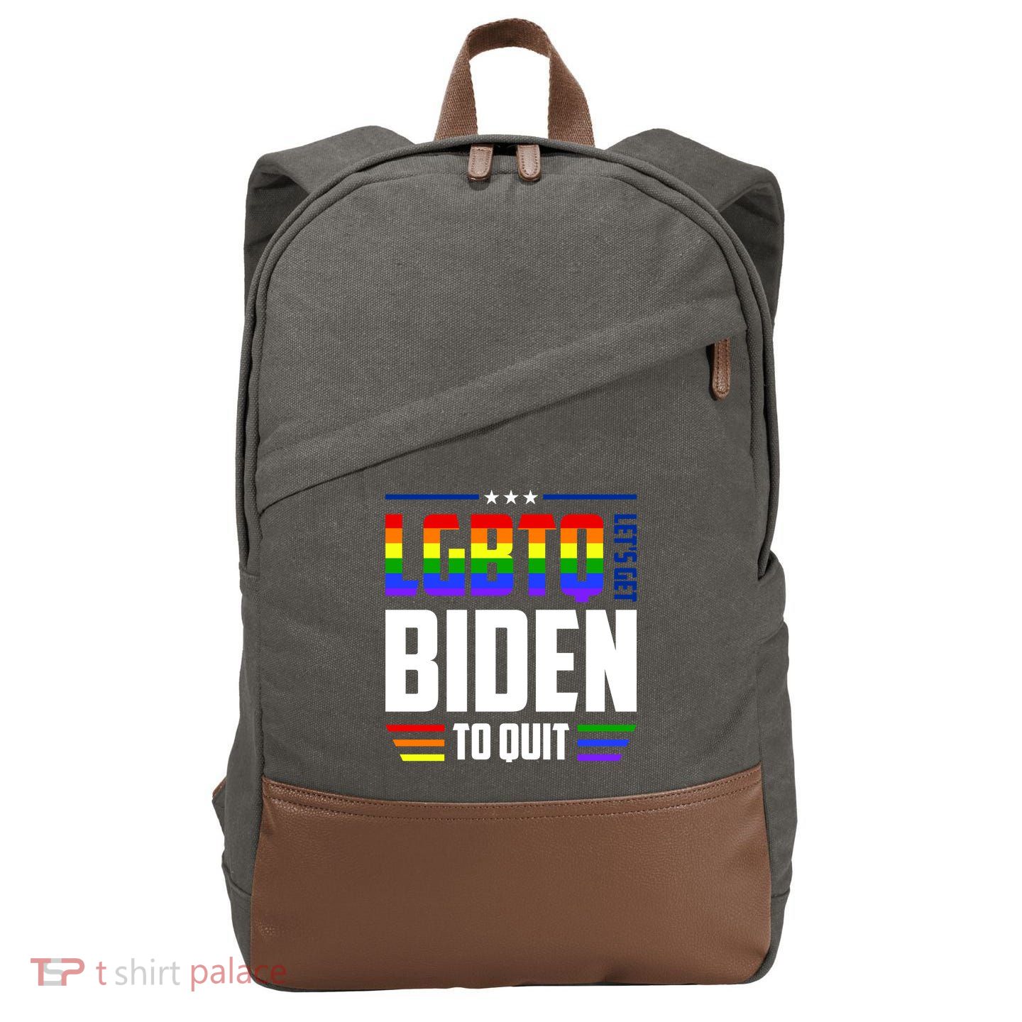 Funny Anti Biden LGBTQ Lets Get Biden To Quit Cotton Canvas Backpack