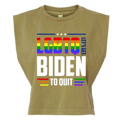 Funny Anti Biden LGBTQ Lets Get Biden To Quit Garment-Dyed Women's Muscle Tee