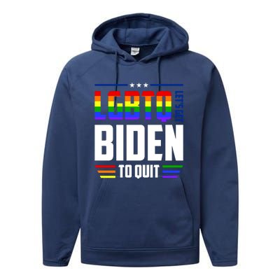 Funny Anti Biden LGBTQ Lets Get Biden To Quit Performance Fleece Hoodie