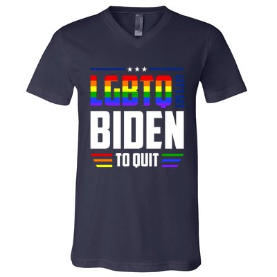 Funny Anti Biden LGBTQ Lets Get Biden To Quit V-Neck T-Shirt