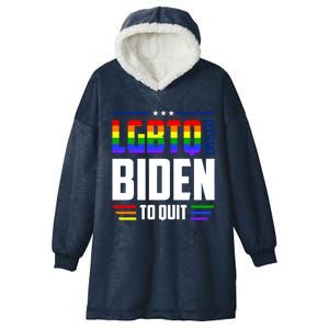 Funny Anti Biden LGBTQ Lets Get Biden To Quit Hooded Wearable Blanket