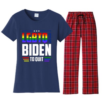 Funny Anti Biden LGBTQ Lets Get Biden To Quit Women's Flannel Pajama Set