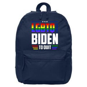 Funny Anti Biden LGBTQ Lets Get Biden To Quit 16 in Basic Backpack