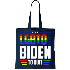 Funny Anti Biden LGBTQ Lets Get Biden To Quit Tote Bag