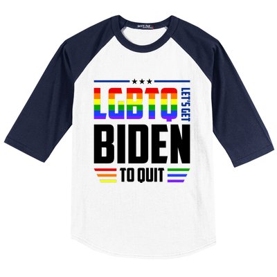 Funny Anti Biden LGBTQ Lets Get Biden To Quit Baseball Sleeve Shirt