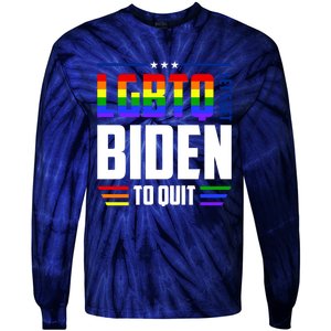 Funny Anti Biden LGBTQ Lets Get Biden To Quit Tie-Dye Long Sleeve Shirt