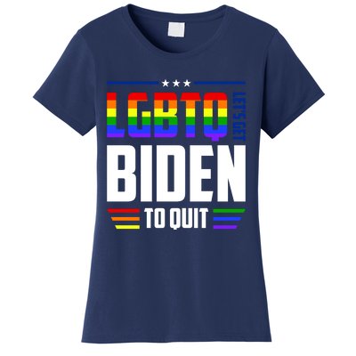 Funny Anti Biden LGBTQ Lets Get Biden To Quit Women's T-Shirt