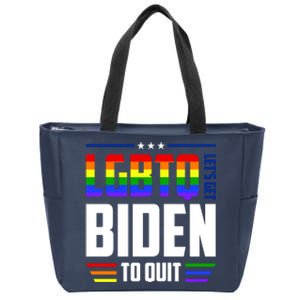 Funny Anti Biden LGBTQ Lets Get Biden To Quit Zip Tote Bag