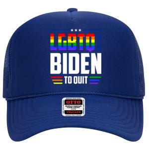 Funny Anti Biden LGBTQ Lets Get Biden To Quit High Crown Mesh Back Trucker Hat