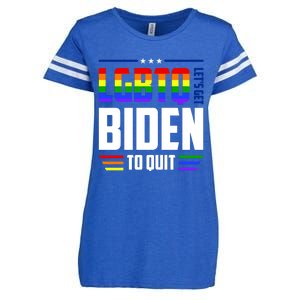 Funny Anti Biden LGBTQ Lets Get Biden To Quit Enza Ladies Jersey Football T-Shirt