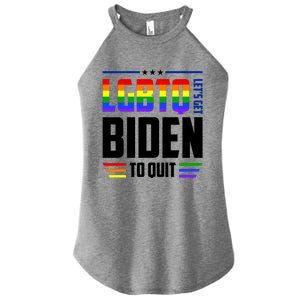 Funny Anti Biden LGBTQ Lets Get Biden To Quit Women's Perfect Tri Rocker Tank