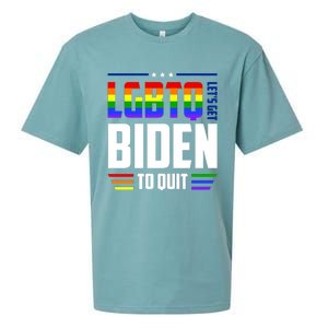 Funny Anti Biden LGBTQ Lets Get Biden To Quit Sueded Cloud Jersey T-Shirt