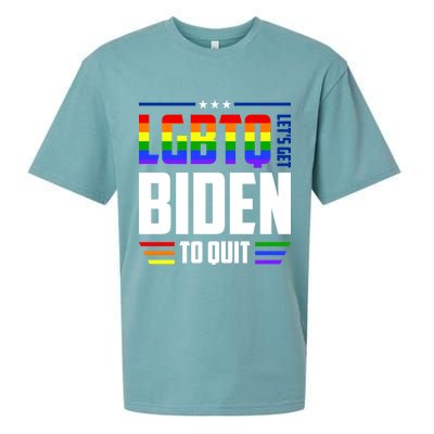 Funny Anti Biden LGBTQ Lets Get Biden To Quit Sueded Cloud Jersey T-Shirt