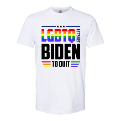 Funny Anti Biden LGBTQ Lets Get Biden To Quit Softstyle® CVC T-Shirt