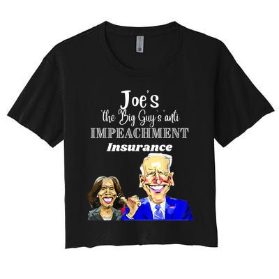 Funny Anti Biden Harris The Big Guy Impeachment Insurance Women's Crop Top Tee