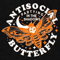 Funny Antisocial Butterfly Moth Partying In The Shadows Ladies PosiCharge Tri-Blend Wicking Tank
