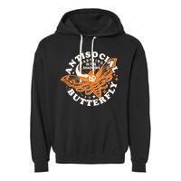 Funny Antisocial Butterfly Moth Partying In The Shadows Garment-Dyed Fleece Hoodie