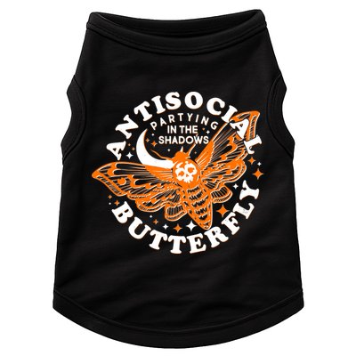 Funny Antisocial Butterfly Moth Partying In The Shadows Doggie Tank