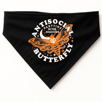 Funny Antisocial Butterfly Moth Partying In The Shadows USA-Made Doggie Bandana